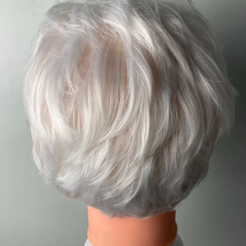 Pixie Cut White Layered Wigs